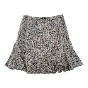 Ambercrombie & Fitch Leopard‎ Print Skirt Size XS Ruffle Hem￼ Fully Lined​​​